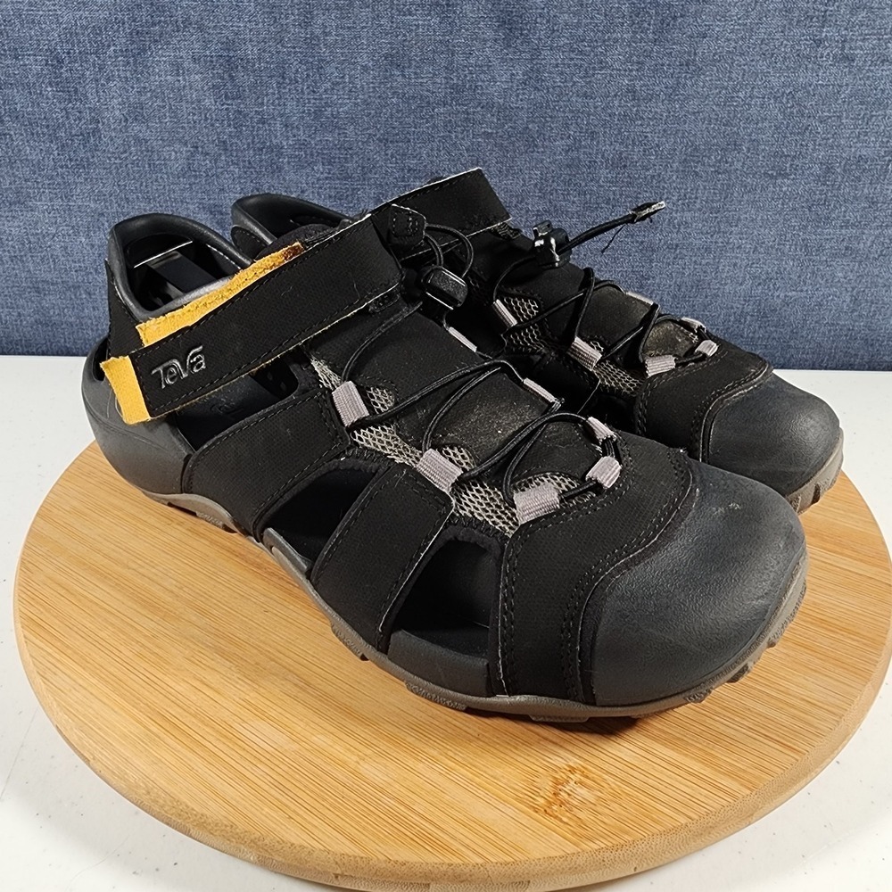 Teva Sandals Mens Size 10 Flintwood 1118941 Black/Yellow Hiking Outdoor Athletic